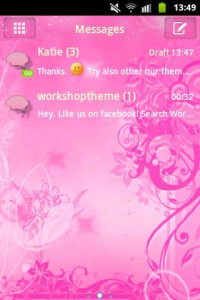 اسکرین شات 1 برنامه Pink Flowers Theme GO SMS Pro
