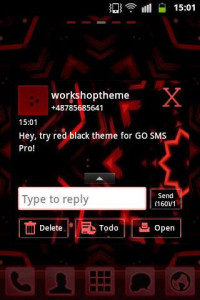 اسکرین شات 3 برنامه Red Black GO SMS Theme
