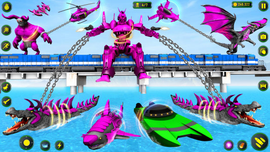اسکرین شات 2 برنامه Crocodile Robot Car Games 3d