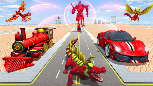 اسکرین شات 5 برنامه Crocodile Robot Car Games 3d
