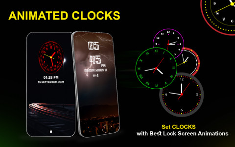 اسکرین شات 1 برنامه Lock Screen Clock Live