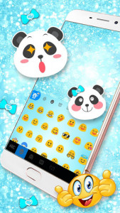 اسکرین شات 3 برنامه Blue Glitter Baby Panda Keyboard Theme