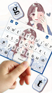 اسکرین شات 3 برنامه Cute Selfie Girl Keyboard Theme