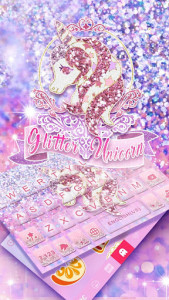 اسکرین شات 1 برنامه Glitter Unicorn Keyboard Theme