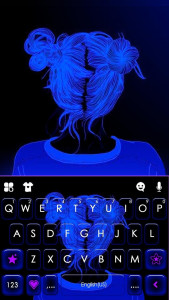 اسکرین شات 5 برنامه Neon Blue Girl Keyboard Theme