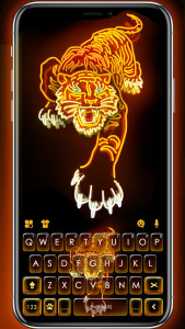 اسکرین شات 1 برنامه Neon Gold Tiger Keyboard Theme