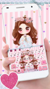 اسکرین شات 1 برنامه Pink Floral Girl Keyboard Theme