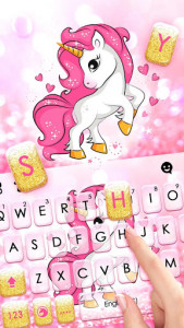 اسکرین شات 2 برنامه Pink Glitter Unicorn Keyboard Theme