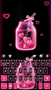 اسکرین شات 5 برنامه Pink Love Neon Keyboard Theme