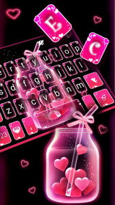 اسکرین شات 2 برنامه Pink Love Neon Keyboard Theme