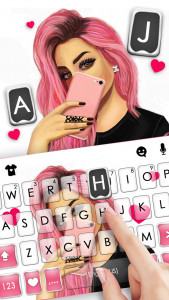 اسکرین شات 2 برنامه Pink Selfie Girl Keyboard Back
