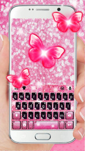 اسکرین شات 1 برنامه Pinky Butterfly Keyboard Theme