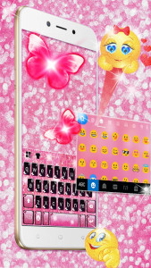 اسکرین شات 2 برنامه Pinky Butterfly Keyboard Theme