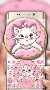 اسکرین شات 1 برنامه Pinky Cat Donut Keyboard Theme