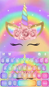 اسکرین شات 5 برنامه Rainbow Pink Rose Unicorn Keyb