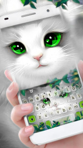 اسکرین شات 1 برنامه White Cute Cat Keyboard Theme