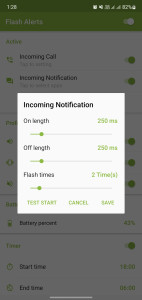 اسکرین شات 4 برنامه Flash Alerts on Call and SMS