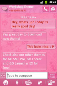 اسکرین شات 2 برنامه Pink 2 GO SMS PRO Theme