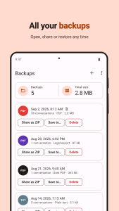 اسکرین شات 4 برنامه SMS Backup: Export PDF & Print