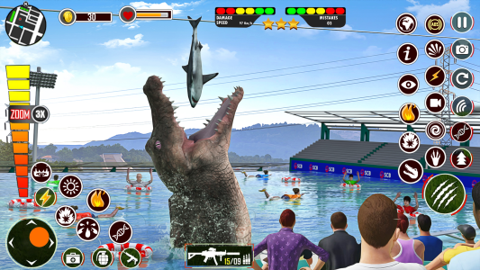 اسکرین شات 2 برنامه Hungry Animal Crocodile Games
