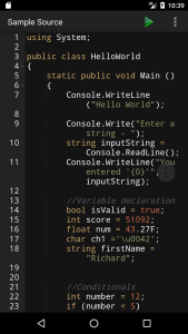 اسکرین شات 1 برنامه C# Programming Compiler