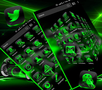 اسکرین شات 1 برنامه Neon Green Car Launcher Theme