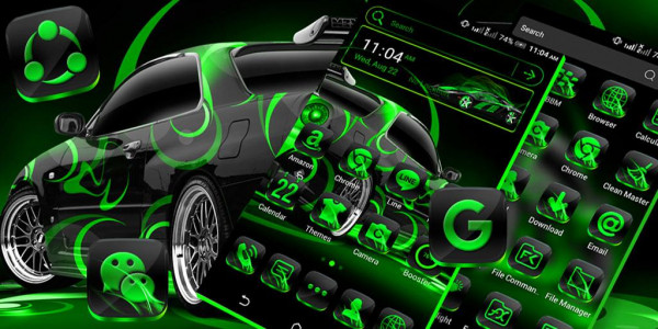 اسکرین شات 2 برنامه Neon Green Car Launcher Theme