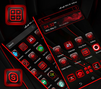 اسکرین شات 3 برنامه Red Black Launcher Theme