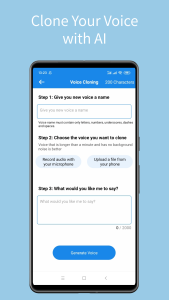 اسکرین شات 1 برنامه Voice Clone:AI Voice Generator