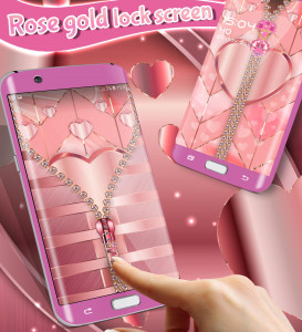 اسکرین شات 1 برنامه Rose gold lock screen zipper