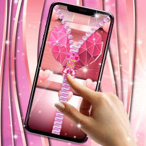 اسکرین شات 3 برنامه Rose gold lock screen zipper