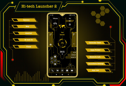 اسکرین شات 1 برنامه Hi-tech Launcher 2 - Future UI