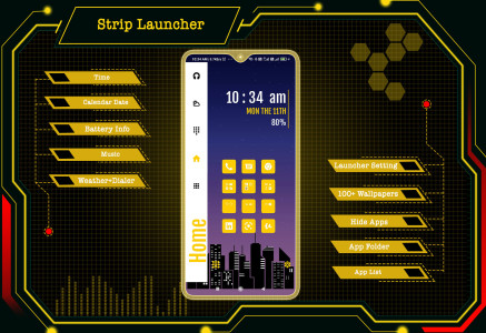 اسکرین شات 3 برنامه Strip Launcher - App lock