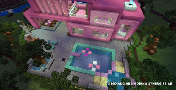 اسکرین شات 2 بازی Pink house with furniture. Craft maps and mods