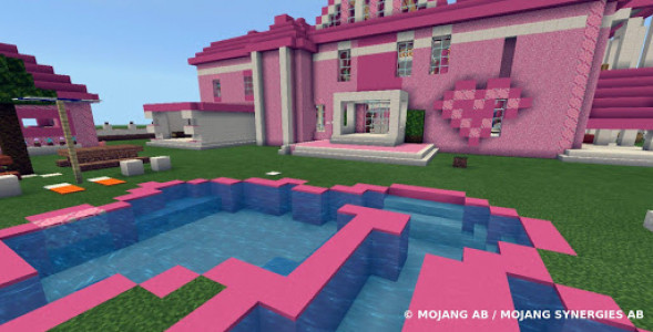 اسکرین شات 4 بازی Pink house with furniture. Craft maps and mods
