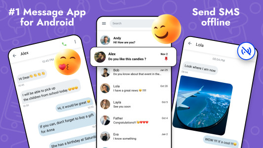 اسکرین شات 1 برنامه Messages - SMS Texting App