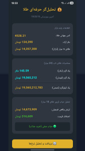 اسکرین شات 2 برنامه ‏تحلیل‌گر طلا: قیمت لحظه‌ای و حباب‌سن