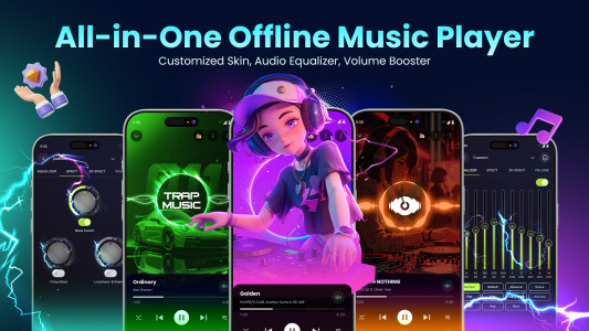 اسکرین شات 1 برنامه Offline Music Player - MP3 App