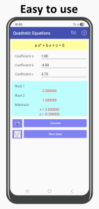 اسکرین شات 1 برنامه Quadratic equation solver
