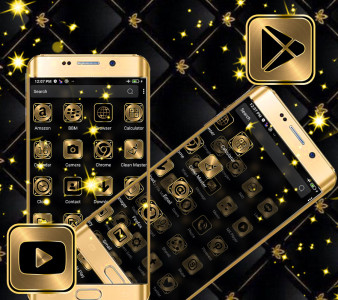 اسکرین شات 2 برنامه Gold Black Launcher Theme