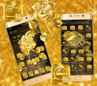 اسکرین شات 1 برنامه Golden Rose Launcher Theme