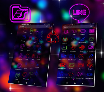 اسکرین شات 2 برنامه Neon Colorful Launcher Theme