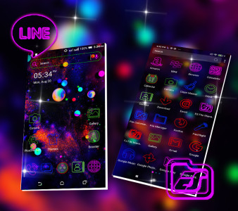 اسکرین شات 1 برنامه Neon Colorful Launcher Theme