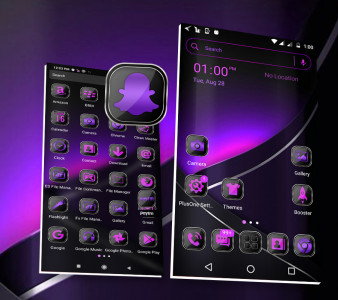 اسکرین شات 1 برنامه Purple Black Launcher Theme