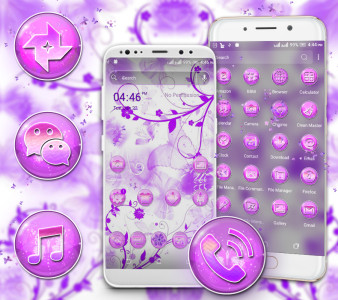 اسکرین شات 1 برنامه Purple Butterfly Theme