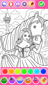 اسکرین شات 2 برنامه Princess Coloring Game Glitter