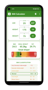 اسکرین شات 1 برنامه BMI Calculator
