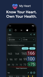اسکرین شات 1 برنامه My Heart: Blood Pressure Log