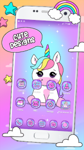 اسکرین شات 1 برنامه Pink Unicorn Theme Launcher