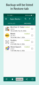 اسکرین شات 3 برنامه Apps Backup and Restore